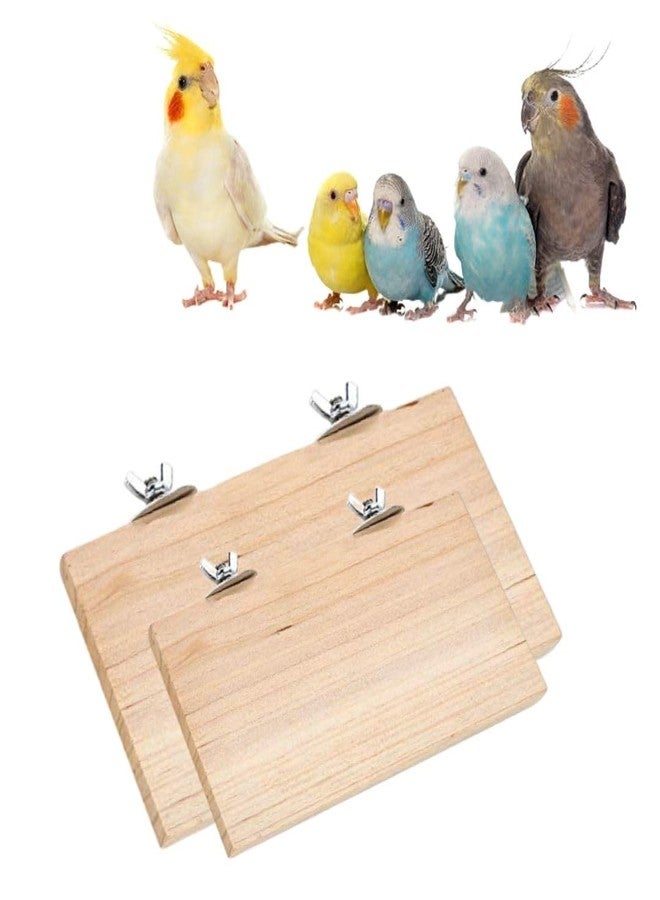 Sage Square Wooden Stand Platform Made of Natural Wood Combo of Two (9 * 4.5 & 12 * 4.5 inches) Rectangle Shaped Perch Stand, Cage Accessories, Gym, Playful Toy, Suitable for Birds, Parrots, Budgies - Image 1